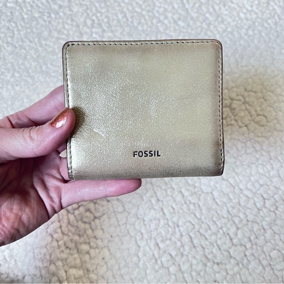 Fossil Handbags - Fossil Sydney Gold Metallic Bifold Wallet